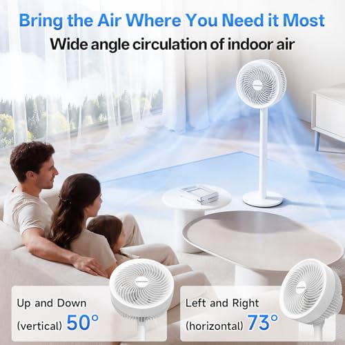 WOWDSGN 2 in 1 Stand & Table Fan, 3 Speed, Adjustable Height 37-106cm, 38W Powerful Motor 5 Blades Air Circulation for Room
