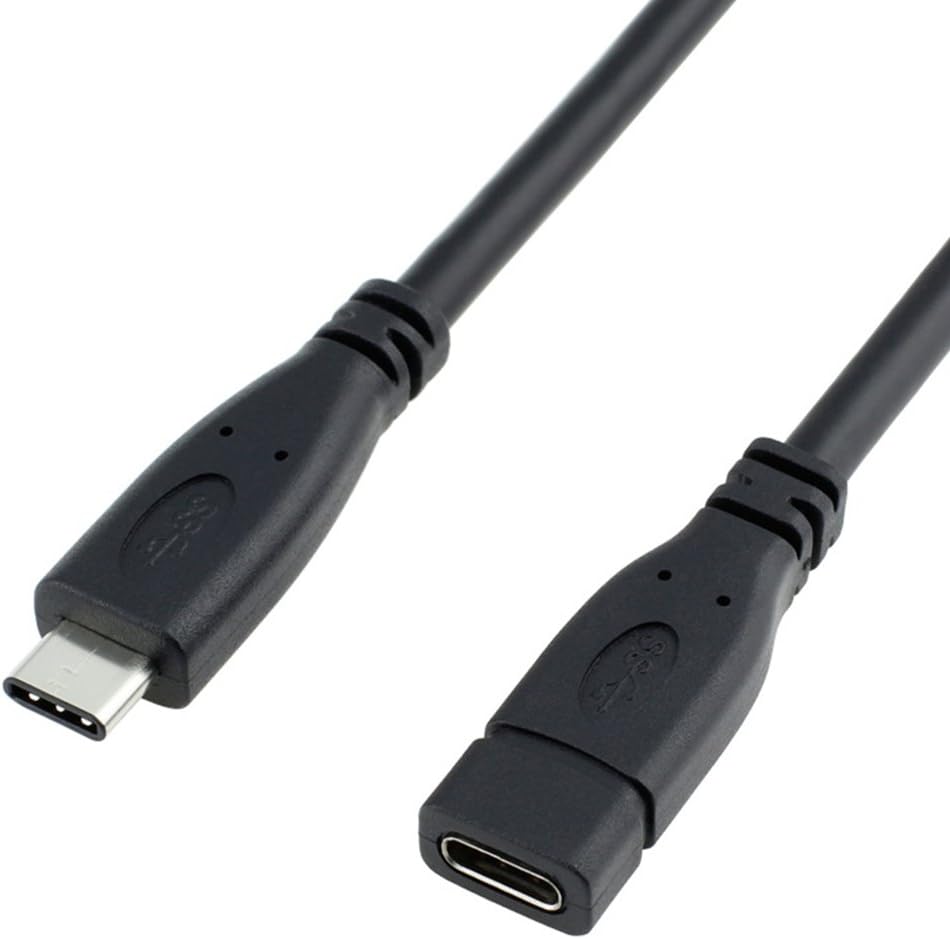 USB Type C Extension Cable, Bluwee USB 3.1 Gen2 (10Gbps) USB-C Male to Female Extending Wire Extender Cord Connector Dock for Nintendo Switch, MacBook & More [Black, 50cm/1.6ft]
