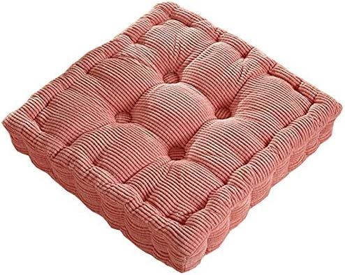 TMJJ Solid Color Warm Corduroy Square Office Dining Chair Pad Seating Pillows Home Living Room Bedroom Soft Floor Cushions Japanese Style Tatami Pillows (19.7" 19.7", Pastel Pink)