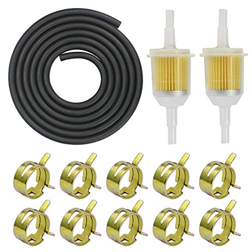 IZOKEE 1/4" Inch ID Fuel Line Set - 2 Meter / 6-Foot ¼ Inch Fuel Line + 2 Pcs 1/4 Inch & 5/16 Inch Fuel Filters + 10 Pcs 2/5" ID Hose Clamps for Kawasaki Kohler Briggs & Stratton Small Engine - Thumbnail 7