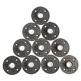 KINGSO 10 Pack 3/4'' Black Malleable Iron Floor Flange Pipe Fittings, Perfect for Industrial Pipe Furniture and DIY Decor (3/4“)