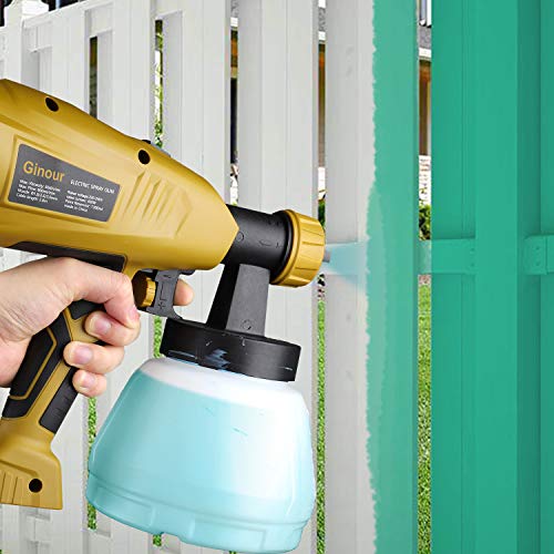 Paint Sprayer Gun with 1300ml Detachable Container,Ginour 800ml/min HVLP Electric Spray Gun wtih 3 Spray Patterns & 3 Nozzle Sizes, Lightweight, Flow Control and Perfect for Spraying Work - Thumbnail 6