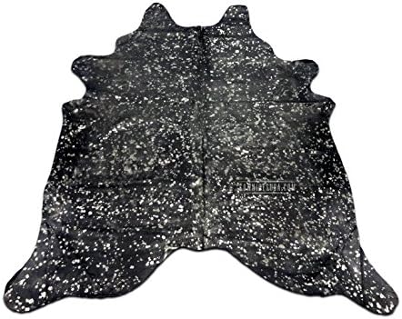 Silver on Black ~ Natural Brazilian Cowhide Rug