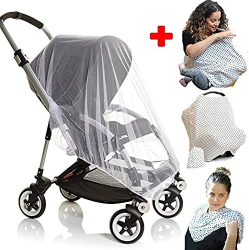 Baby stroller Mosquito insect Net and Car Seat Canopy netting covers cribs strollers carriers bassinet and toddler beds protect from insects and bugs Designed for most Pack'n'Plays & Playpens