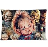 Classic Horror Film&Child's Play Chucky Doll Background Printed Comfortable Cotton and Polyester Cushion Case&Pillow Slip 20