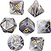 EBOOT Polyhedral 7-Die Dice Set for Dungeons and Dragons with Black Pouch (Black White)