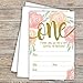 Watercolor Floral Girl 1st Birthday Invitations - Fill in Style (20 Count) with Envelopes