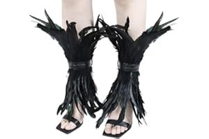 Streamzio Feather Cuffs, Black Feather Ankle Cuff Feather Ankle Punk Feather Leg Warmers for Halloween Costume Accessories