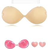 Kelivy Sticky Bra Push up, Adhesive Strapless Bras for Women Dress Backless Invisible Detachable Strap Nipple Covers