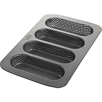 RBV Birkmann Mini Baguette Baking Tray, Professional-Grade Non-Stick Loaf Pan with Perforated Frame for Perfect French Bread, Makes 4 Small Baguettes, Includes Usage Guide and Recipe