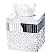 Creative Scents Quilted Mirror White Tissue Box Cover Square - Decorative Bathroom Tissue Box Holder - Modern Mirrored Tissues Cube Box Cover with Durable Bottom Slider