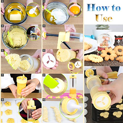 Cookie Press Gun Kit, Biscuit Maker Cookies Press DIY Baking Decoration Supplies for Cookies Cake Cheese Dessert Decorative Tools with 16 Discs and 6 Icing Tips, Comfort Grip Cookie Maker Press - Thumbnail 5