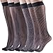 Womens Sheer Fashion Trouser Socks, Patterned Nylon Knee Highs (Assorted (6 Pack))