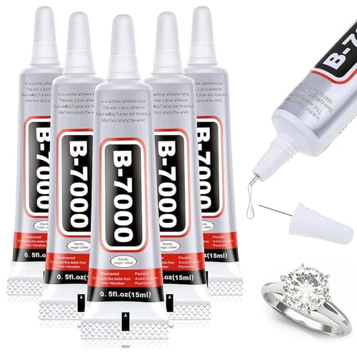 folteitei B7000 Glue, 5 Pcs Multipurpose Super Adhesive Glue, Industrial Glue for Bonding DIY Crafts, Jewelry, Phone Screen, Repair Glass Metal (15 ml/0.5 oz)