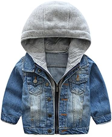 Goodluckclothes Boys'Cotton Denim Hooded Long Sleeve Zipper Jacket Outwear 2-8 Years
