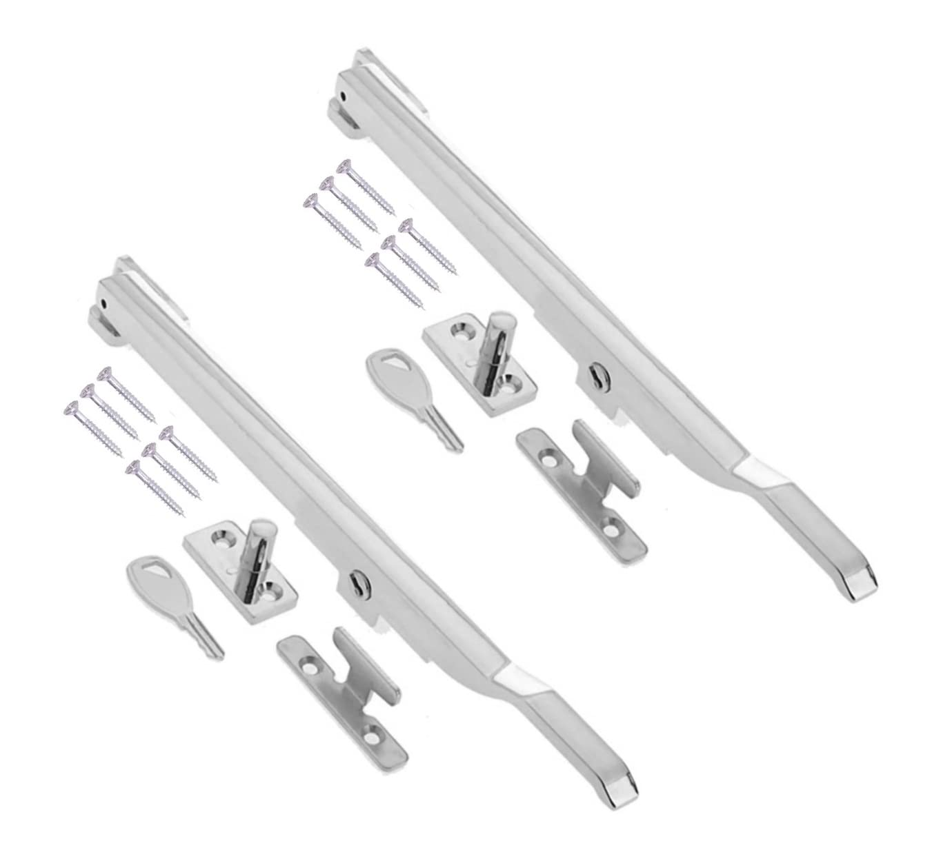 TERF® 250mm Heavy Duty Polished Chrome Locking Window Casement Spoon Stay 250mm (10'') Including Fixing Screw - Pack of 2