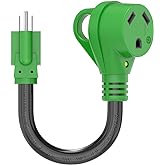 RVGUARD 30 Amp to 110 Volt RV Adapter Cord 12 Inch, NEMA 5-15P to NEMA TT-30R Electrical Power Adapter with LED Power Indicat