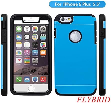 iPhone 6 Plus case,iPhone 6 (5.5") FlyBrid Tough Armor [Colorful Series] Scratch Resistant, Dirt, Shockproof,Full-Body Defender case for Apple iPhone 6 Plus 5.5 inch with Built-in Screen Protector and Trendy 8 Color Interchangeable Back Plate(Blue)