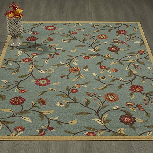 Ottomanson Ottohome Garden Design Modern Area Rug with NonSkid Rubber
