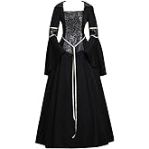 CosplayDiy Women's Medieval Gothic Witch Vampire Dress Medieval Hooded Fancy Dress Costume