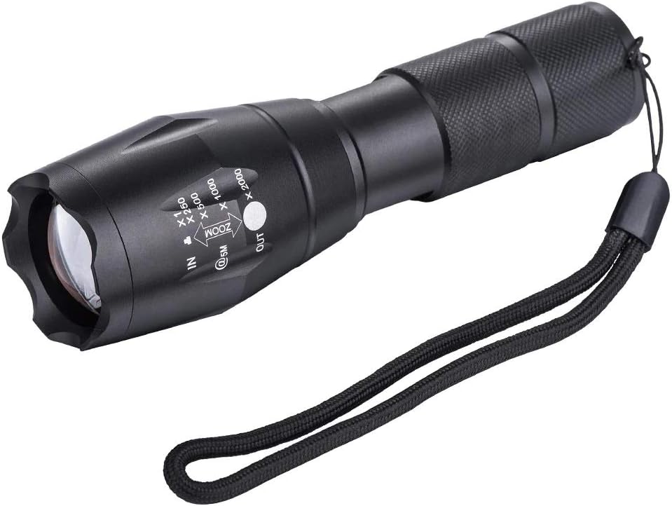Powerful Flashlight and Portable 1000 Lumens, Handheld LED Flashlight, High Lumens with Adjustable Focus 5 Working Modes, Water Resistant, Tactical Flashlight, Survival light, Gearlight, Emergency