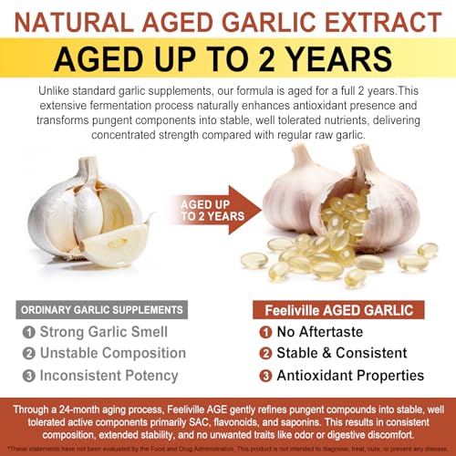Odorless Aged Garlic Extract | Aged Garlic Extract Capsules | 300 Softgels | 15:1 Concentrated Formula Equivalent to 7,500mg Garlic | Supports Heart & Immune Health | Non-GMO, Gluten-Free