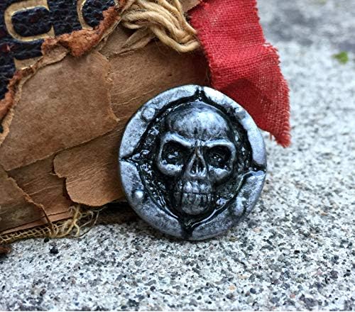 Hand Made Skull Lapel pin, Silver Tone Pirate pin, Spooky Goth Accessory