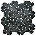 Sliced Charcoal Black Pebble Tile 1 sq.ft. (Mesh Mounted)