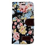 iPhone 6S Plus Case, [5.5 inch]Towallmark Magnetic Wallet Flip With Card Slots Floral Leather Case