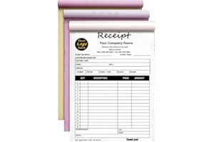 Custom Receipt Book Custom 2 Part/3 Part Receipt Book Personalized Multipurpose Duplicate Carbonless Form with Your Company N