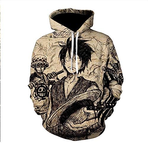 3D Hooded Spring Autumn Winter Print Sweatshirt Hoodie Straw Hat Monkey D Luffy