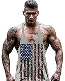 InleaderStyle Men's America Flag Athletic Tank Top-Grey-XL