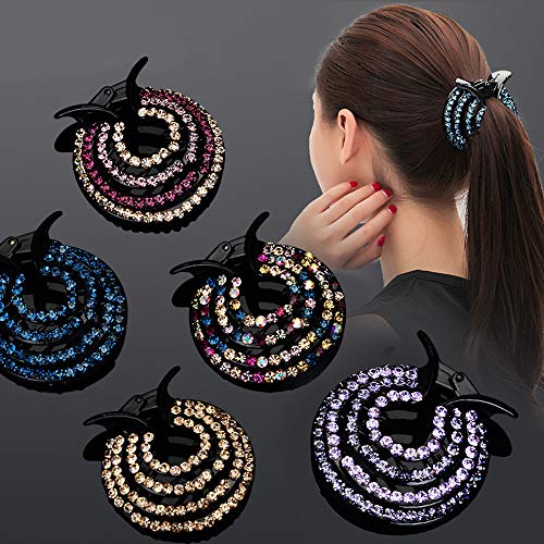 WensLTD Clearance! Women Girls Hair Clips Nest Rhinestone Hairpin Ponytail Bun Holder Accessory (C)
