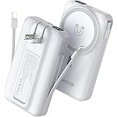 for Magsafe Magnetic Portable Charger, 10000mAh Wireless Power Bank with Built-in Cable & AC Wall Plug, Battery Pack PD 22.5W with Stand, LED Display for iPhone 17/16/15/14/13 Series, Samsung, Pixel