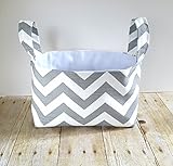 Fabric Storage Basket with Handles - Gray Chevron
