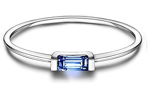 Helonley S925 Sterling Silver Birthstone Stackable Rings for Women Mother with Cubic zirconium Mom Ring Mother's Day Jewelry Gifts for Wife