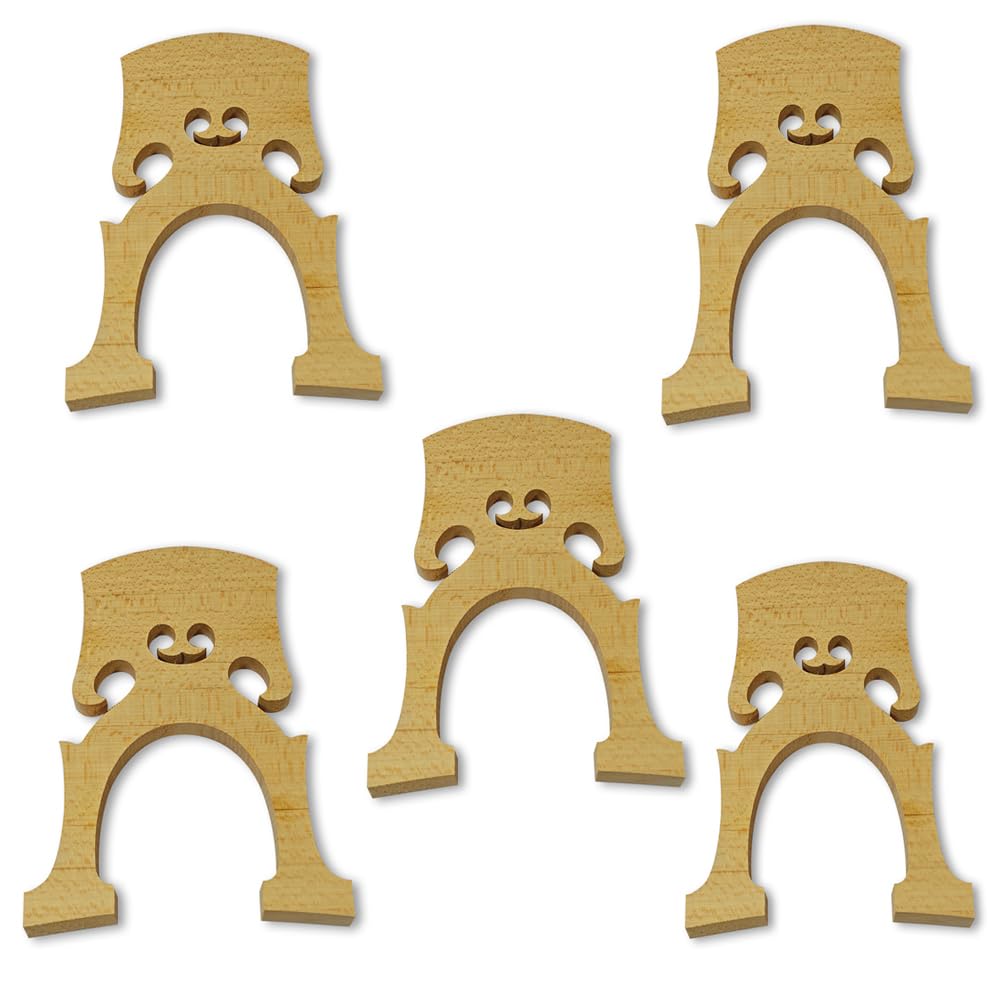 Photo 1 of ModouString Cello bridge 4/4 Full Size Solid Maple wood Replacement Cello Parts Compatible with Cello Musical Instrument Accessory 5 pcs