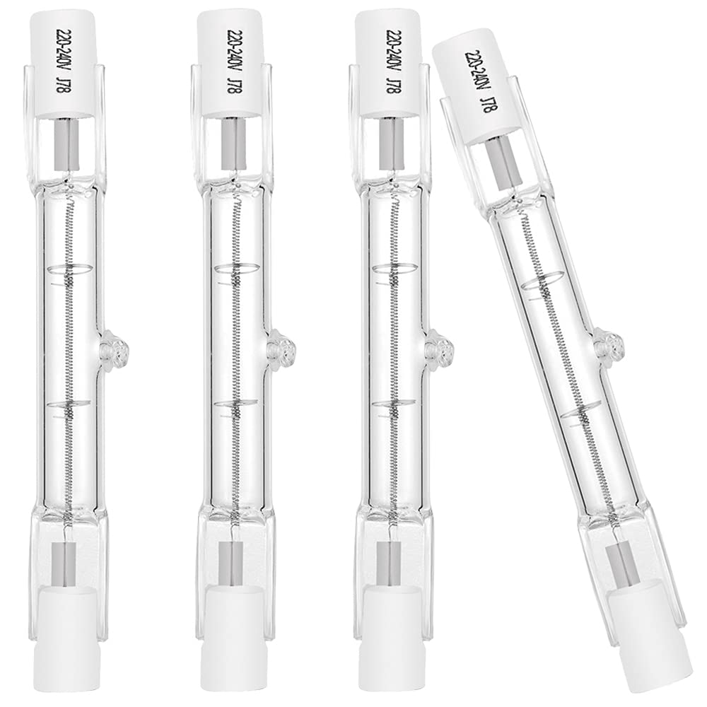 EKSAVE Eco Halogen Bulb R7S 78mm 80W 230V 1050lm Warm White 2700K T3 J Type Floodlight Bulb for Work, Security, Landscape Lights, Floor Lamps (4 Pack)