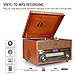 1byone Nostalgic Wooden Turntable Wireless Vinyl Record Player with AM, FM, CD, MP3 Recording to USB, AUX Input for Smartphone and Tablets, RCA Output