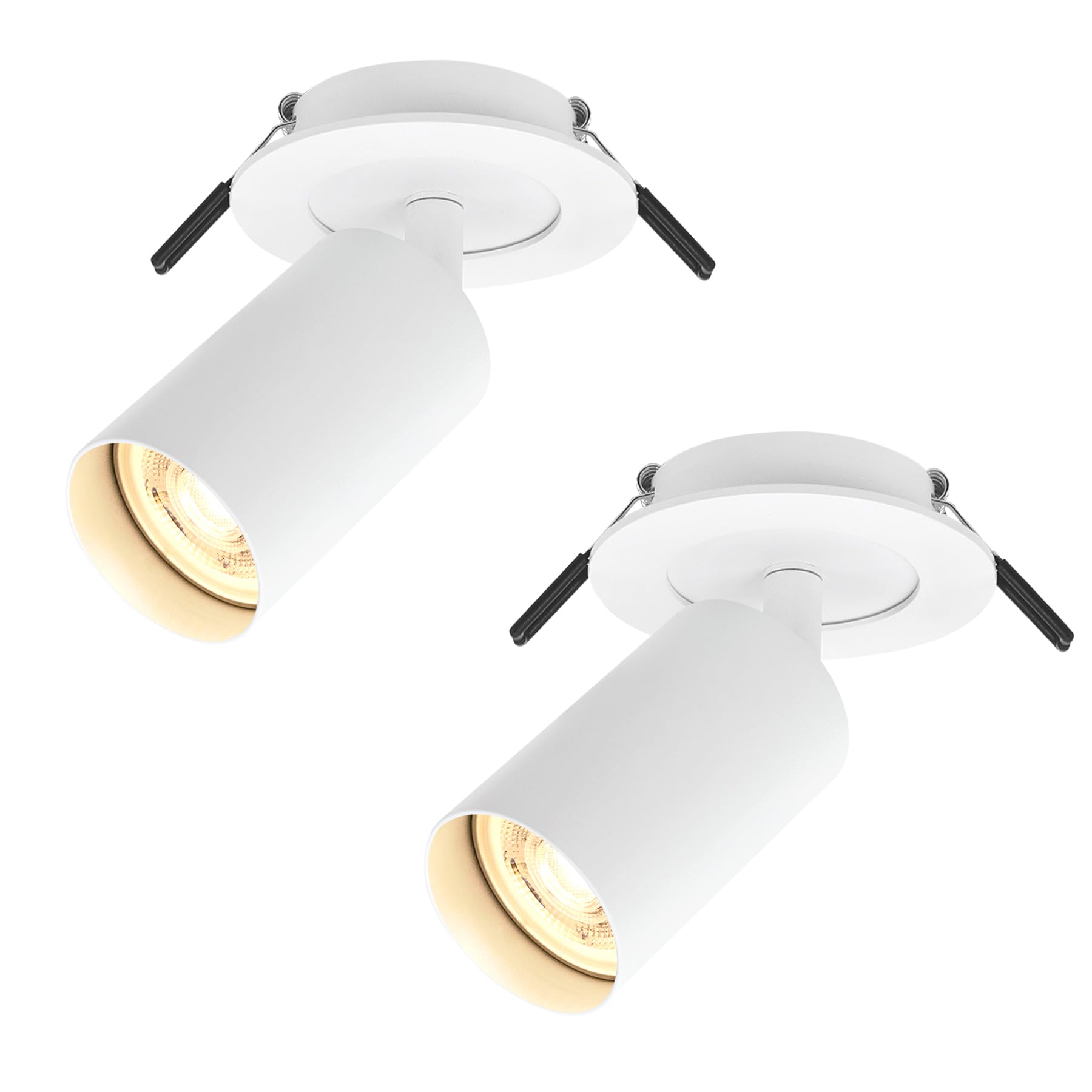 Adjustable & Swivelling Ceiling Spotlights White LED Spotlight with GU10 Socket, 2 x LED Ceiling Lights with Removable Front Ring, Recessed LED Spotlight for Kitchen, Hallway, Without Bulbs