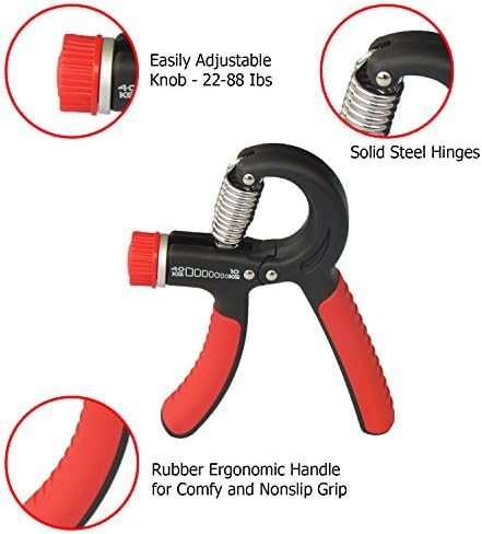 Hand Grip Strengthener - Exercise Gym Equipment - Held Exercise - Adjustable Wrist Foream Training and finger workout - Weight Range 22-88 Lbs - 100% eco friendly