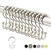 2lbDepot Shower Curtain Rings Hooks - Brushed Nickel Finish - Premium 18/8 Stainless Steel - Double Hooks with Easy Glide Rollers - Six Finishes Available - Set of 12 for Shower Rods