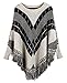 NOVAWO Cute Diamond Tassel Poncho Cape Shawls Batwing Sweater Cloak with Sleeves
