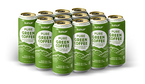 Sunup Pure Green Coffee, Sweetened With Cane Sugar, Natural Coffee Made From Raw Green Coffee Beans, 12 Pack