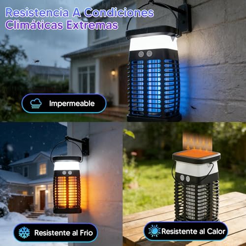 Mata Mosquitos Electrico 20W, 4 en 1 Lámpara Mata Mosquitos con Luz, IPX6 Resistente al Agua Mosquito Killer, 4200V Mata Moscas Electrico para Interior Exteriores Hogar Jardín y Patio Trasero