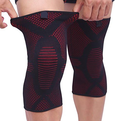Ultra Flex Athletics Knee Braces/Sleeves(1 pair) Support for Running, Jogging, Sports, Joint Pain Relief, Arthritis and Injury Recovery, Patella Protection Gym Both Men &amp; Women Red M