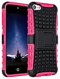 iPod Touch 6 Case,iPod Touch 5 Case, SLMY(TM) Heavy Duty Dual Layer Shockproof / Impact Resistance Hybrid Rugged Cover Case with Built-in Kickstand for Apple iPod Touch 5 6th Generation Hot Pink