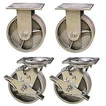 Service Caster SCC-30CS420-SSR-TLB-2-R420-2 Heavy Duty Semi Steel Cast Iron Casters, Swivel with Brakes 2 Rigid, 4000 pounds Capacity, 4