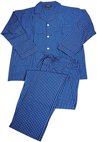 State O Maine - Mens Big and Tall Long Sleeve Broadcloth Plaid Pajama, Navy 37482-XX-LargeTall