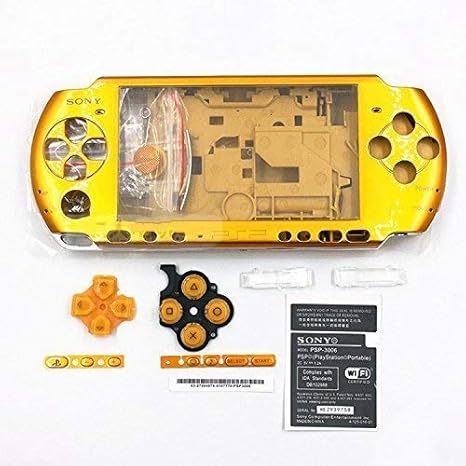Ersatzgehäuse für Sony PSP 3000 Konsole mit Knopf Set, goldfarben